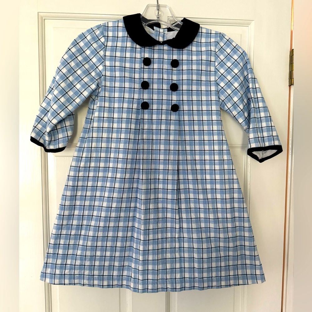 Bella Bliss girls size 8, gingham plaid dress with button detailing.